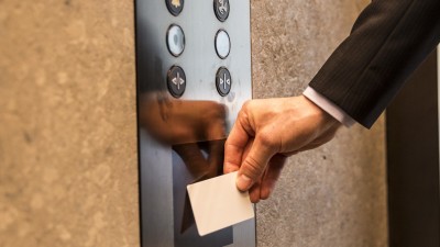 Hand reader in the elevator